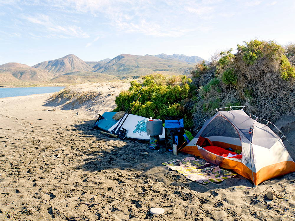 paddleboard camping in Baja mexico