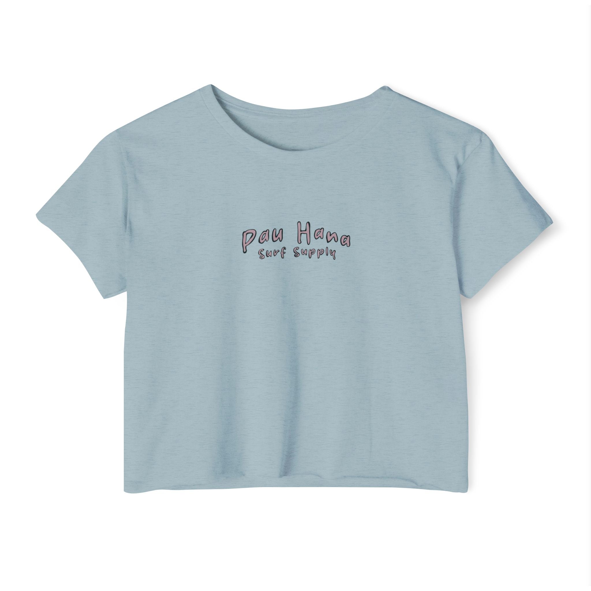 Light blue t-shirt with text on a white background
