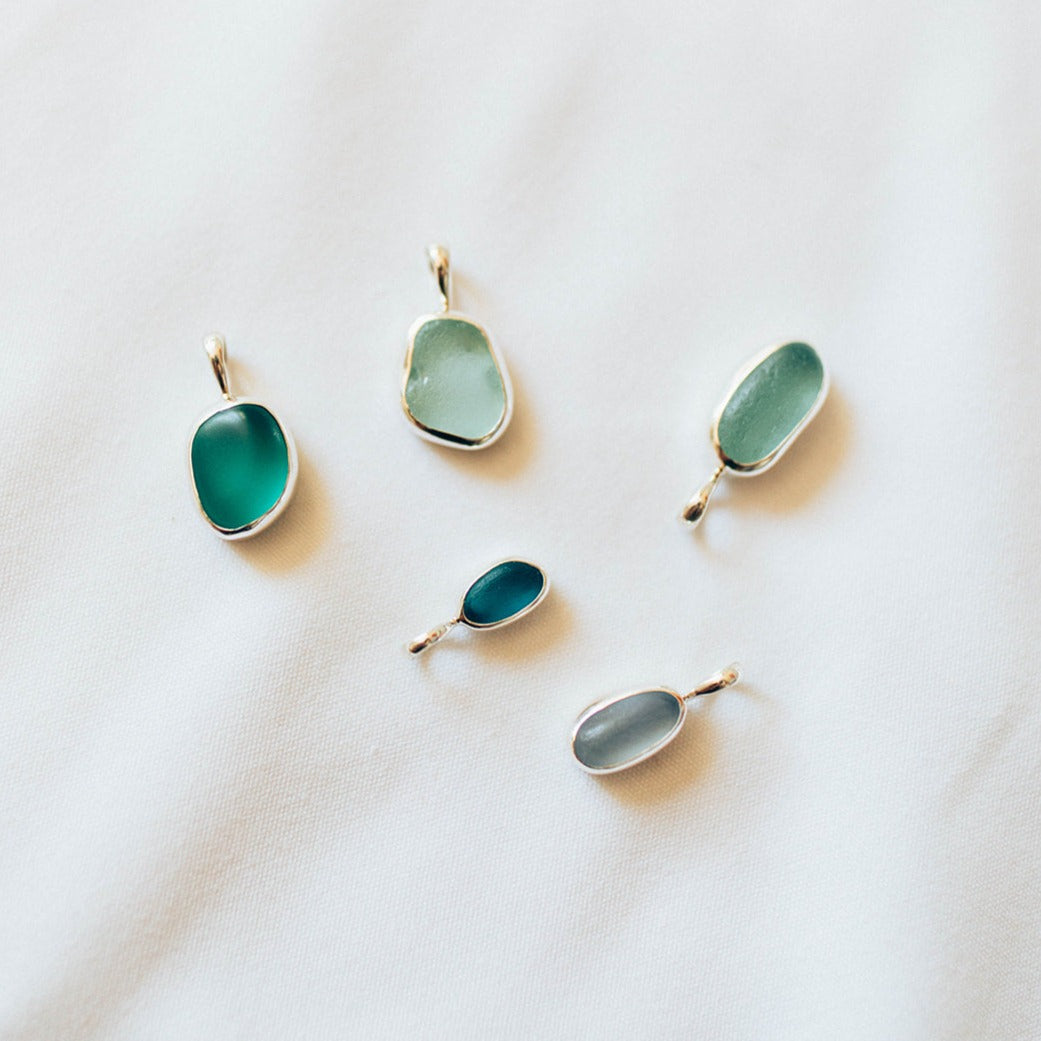 Blue Sea Glass Necklace (Handmade) - Pau Hana Surf Supply