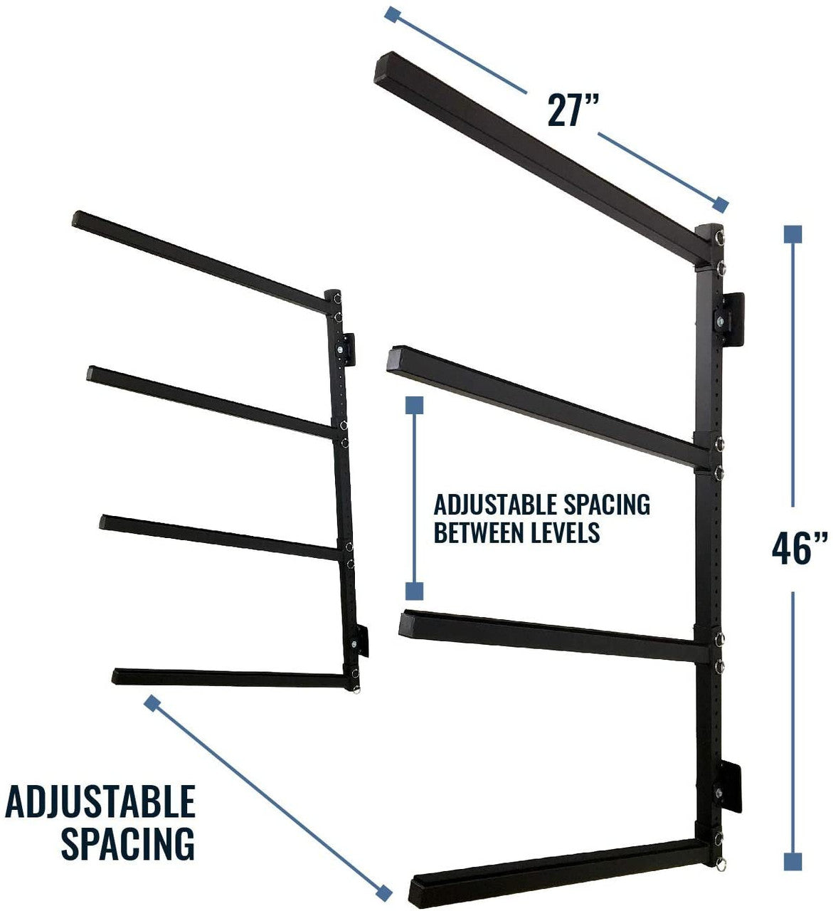 Outdoor Wall Rack | 46 Inch Adjustable Height | Kayak & SUP - Pau Hana Surf Supply