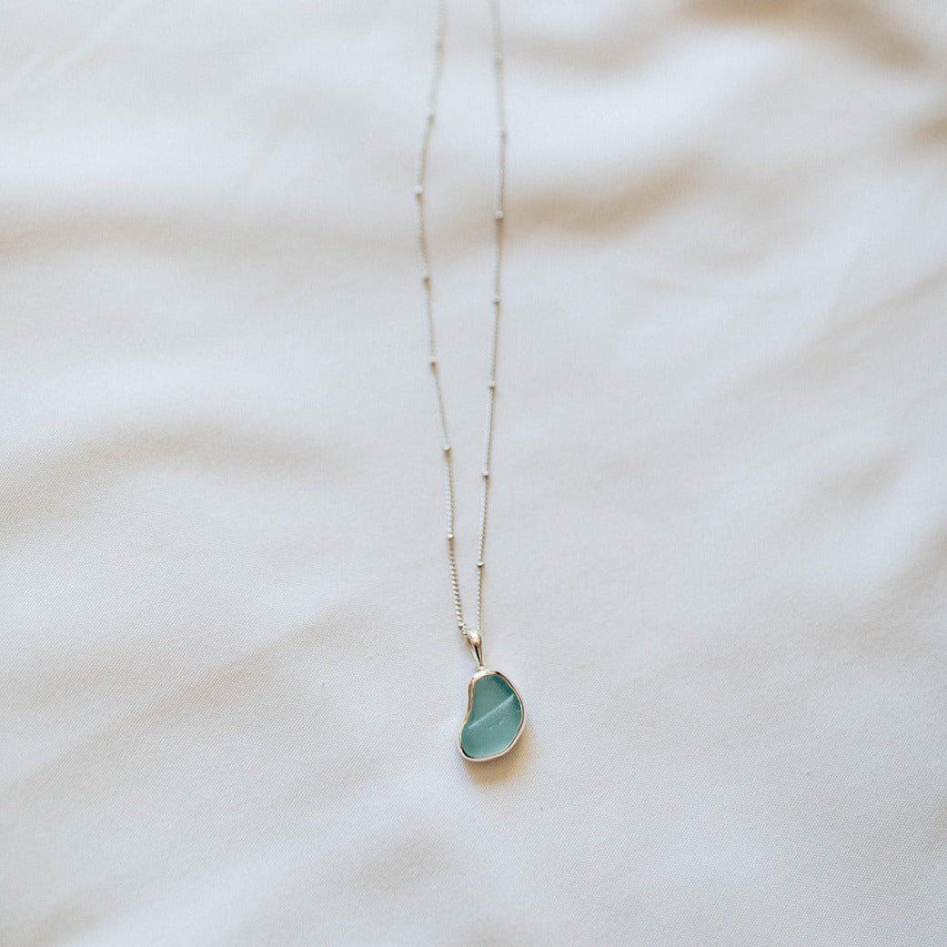 Blue Sea Glass Necklace (Handmade) - Pau Hana Surf Supply