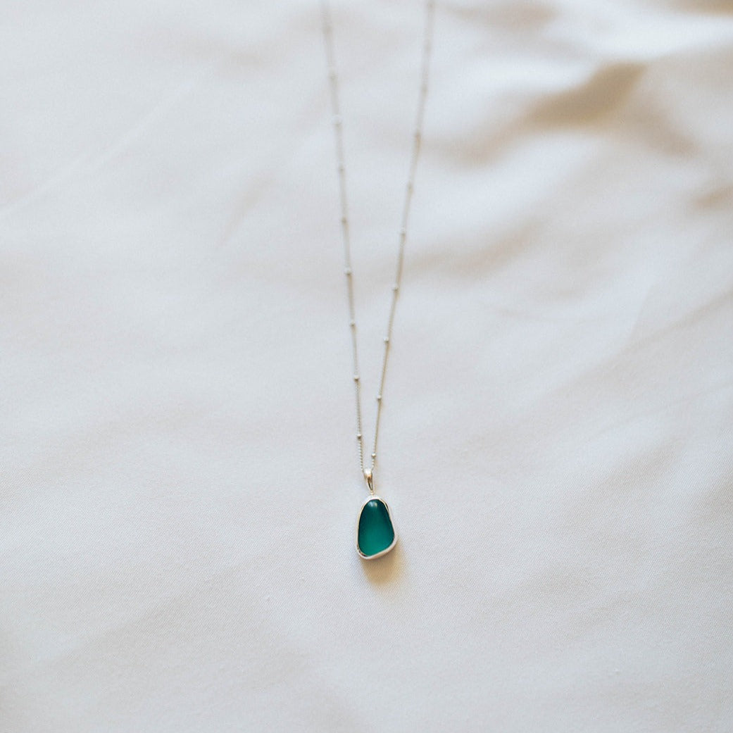 Blue Sea Glass Necklace (Handmade) - Pau Hana Surf Supply