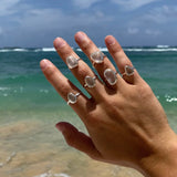 White Sea Glass Ring (Handmade)