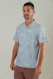 OLEU UV QUICK-DRY BOARDSHIRT - RAINFOREST SEA GREEN