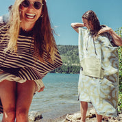 Nomadix Changing Poncho: Heritage Stripe Black and Tan - Pau Hana Surf Supply