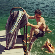 Nomadix Original Towel: Heritage Stripe Black and Tan - Pau Hana Surf Supply