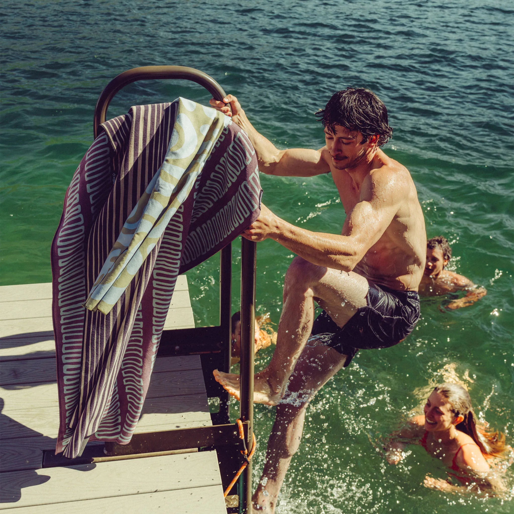 Nomadix Original Towel: Heritage Stripe Black and Tan - Pau Hana Surf Supply