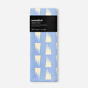 Packaged blanket towel with geometric pattern and 'nomadix' branding on a white background