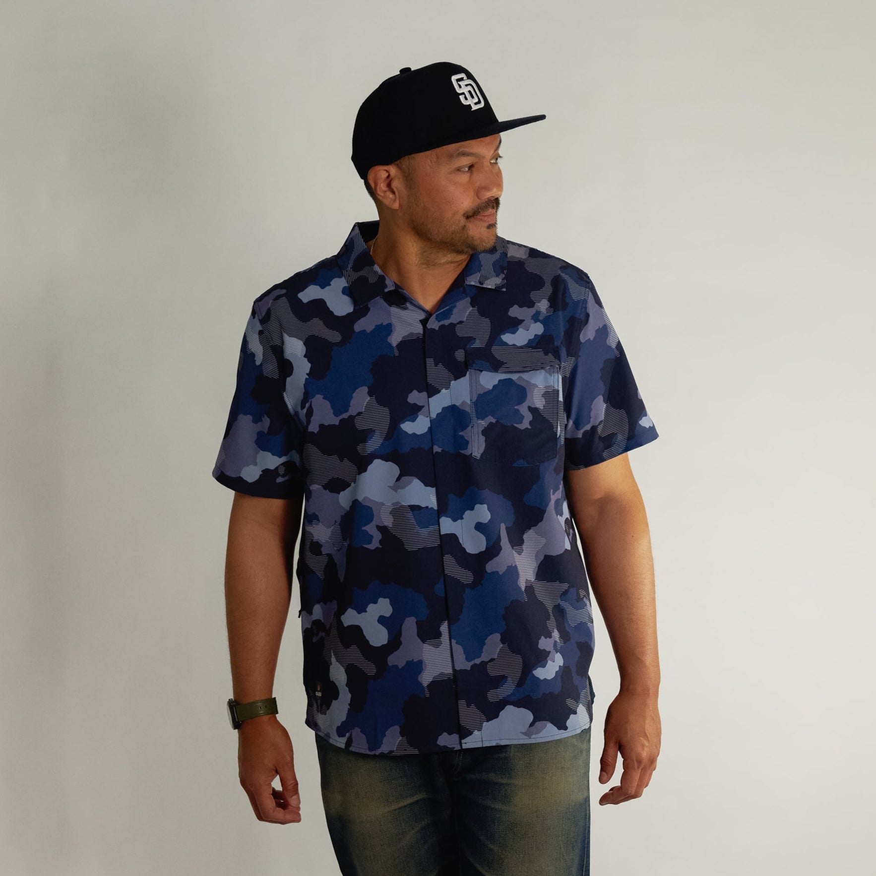 OLEU UV QUICK-DRY BOARDSHIRT - SEA CAMO MARINE