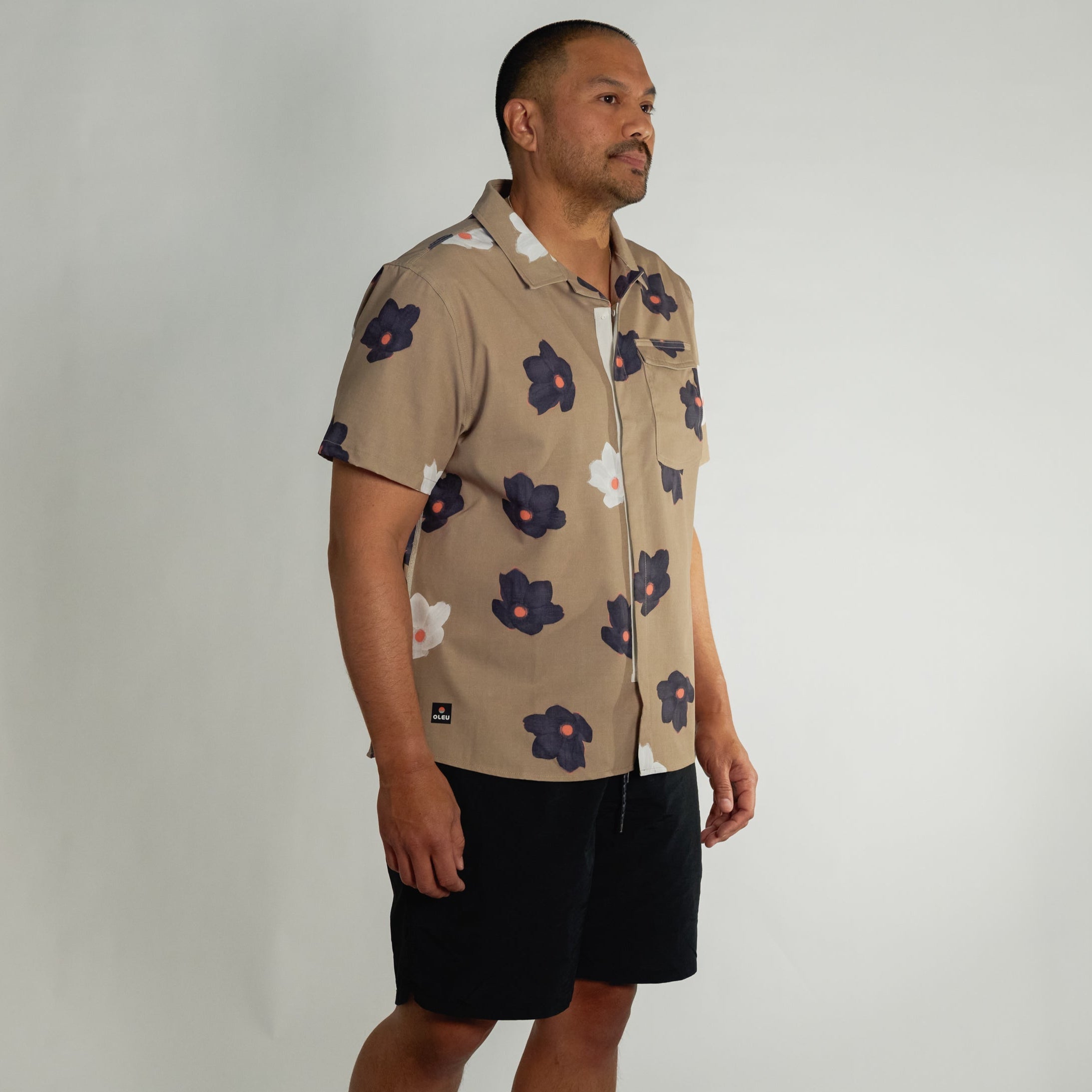 OLEU UV QUICK-DRY BOARDSHIRT - FLOATERS DARK SAND
