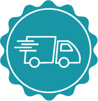 "Fast shipping icon: delivery truck in teal circle badge for Pau Hana surf gear transport"