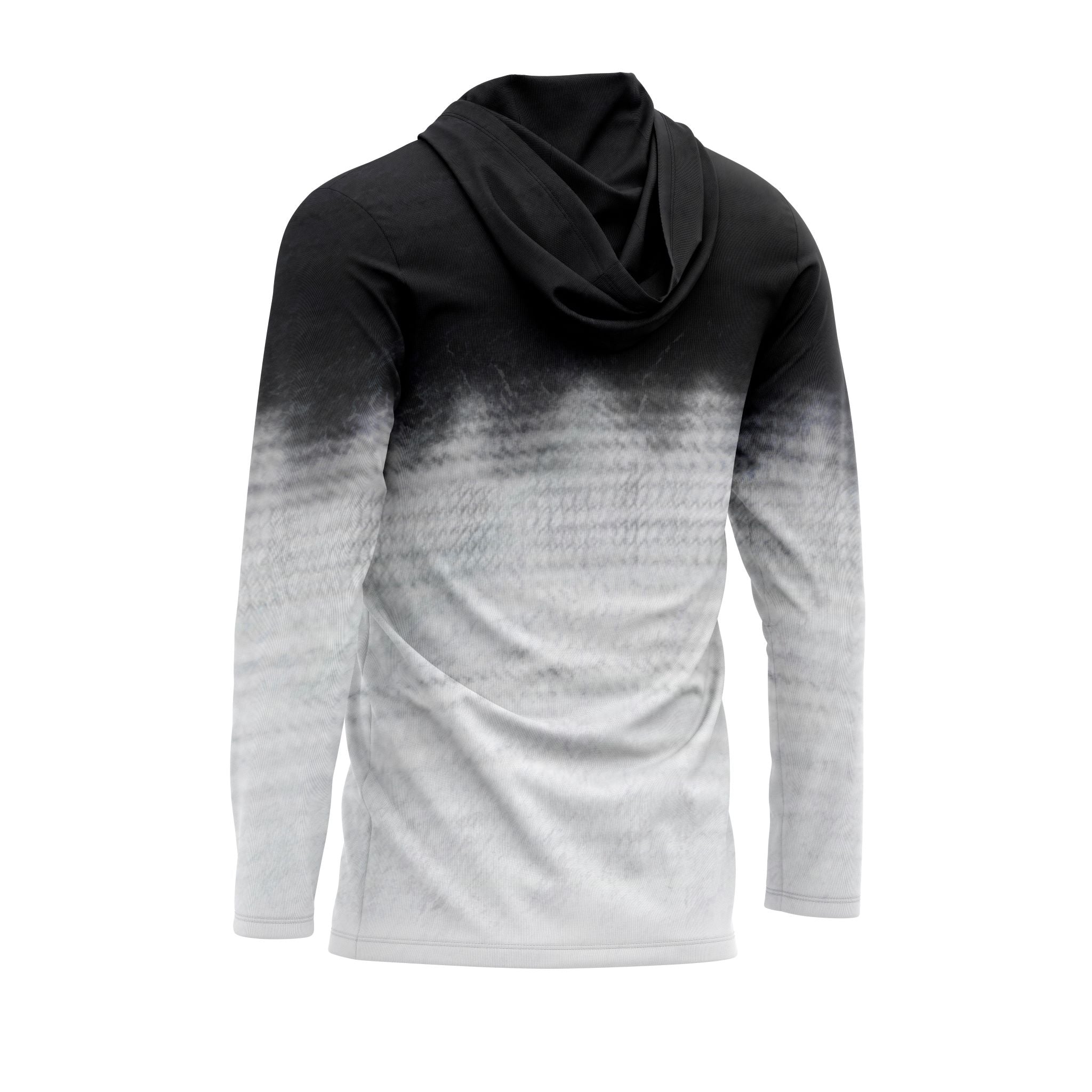 Black and gray gradient hoodie on a white background