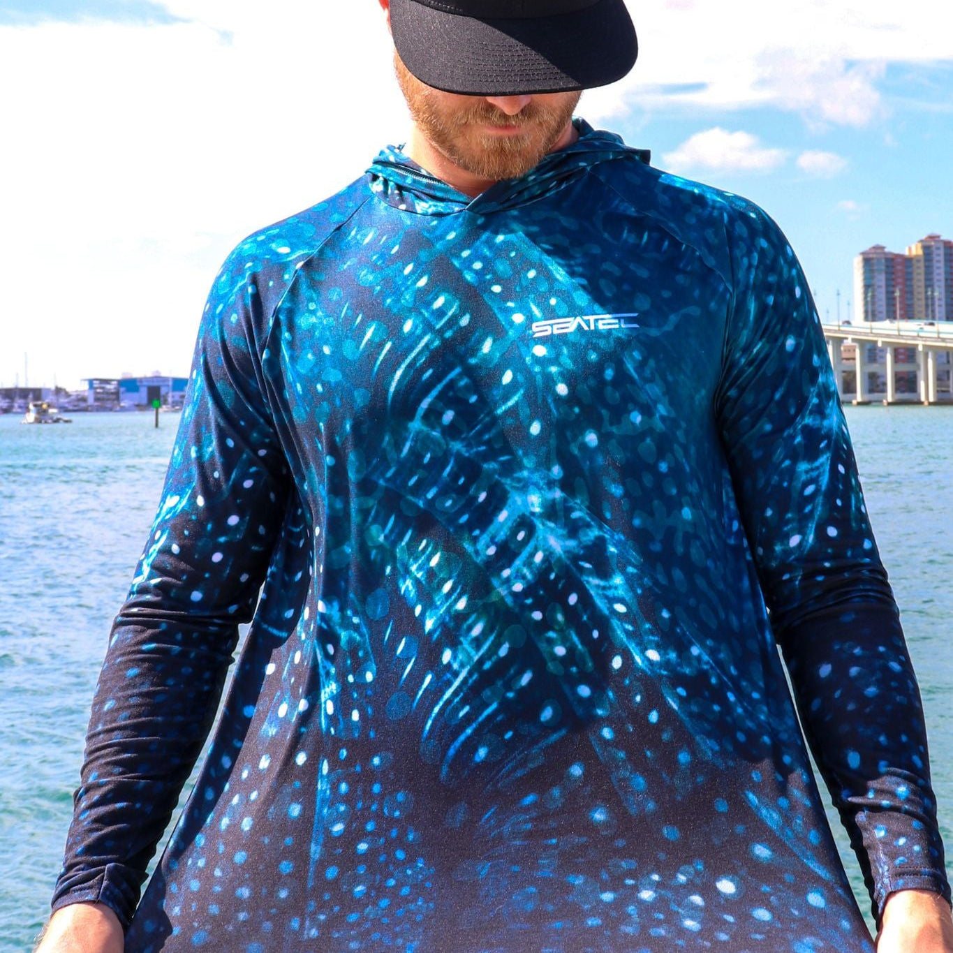 Seatec Whale Shark Sport Tec Hooded Long Sleeve – Men's - Pau Hana Surf Supply