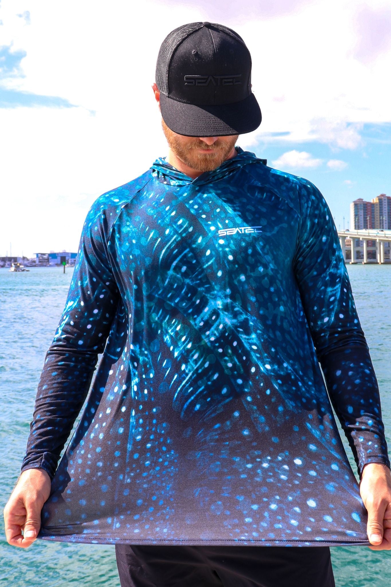 Seatec Whale Shark Sport Tec Hooded Long Sleeve – Men's - Pau Hana Surf Supply