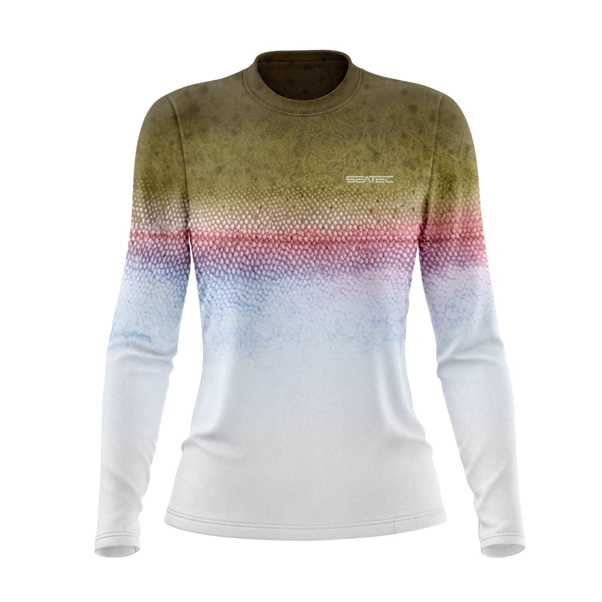 Long-sleeve shirt with gradient design on a white background