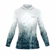 Gradient hoodie with a brand logo on a white background