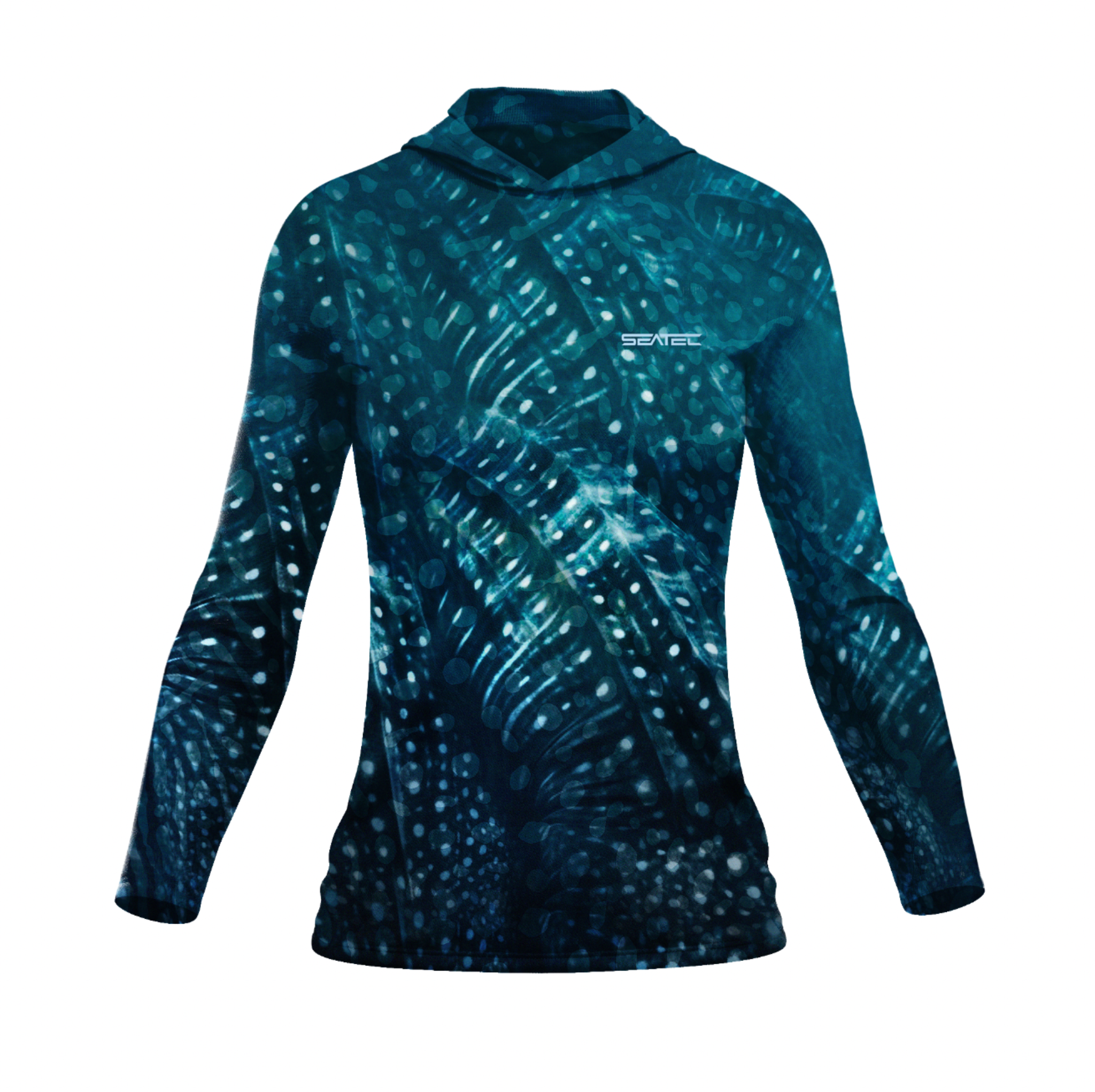Blue patterned hoodie on a white background